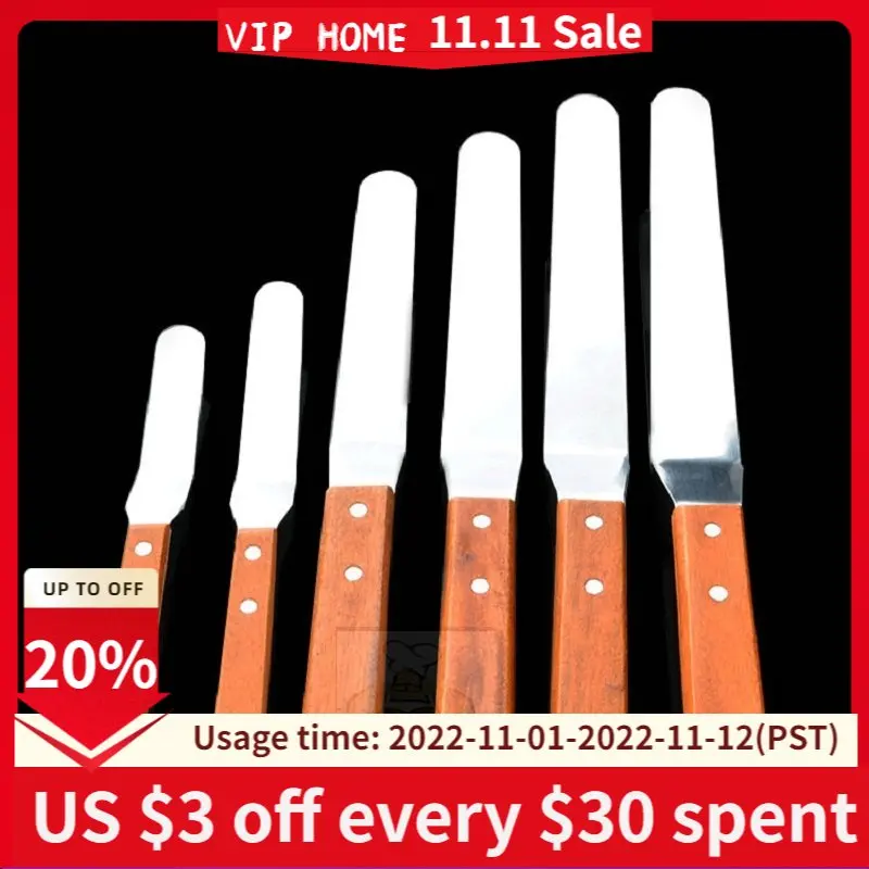 

Spatula Palette Knife Wooden Handle Stainless Steel Blade Cheese Dessert Jam Spreaders Smoother Butter Cake Decorating Tools