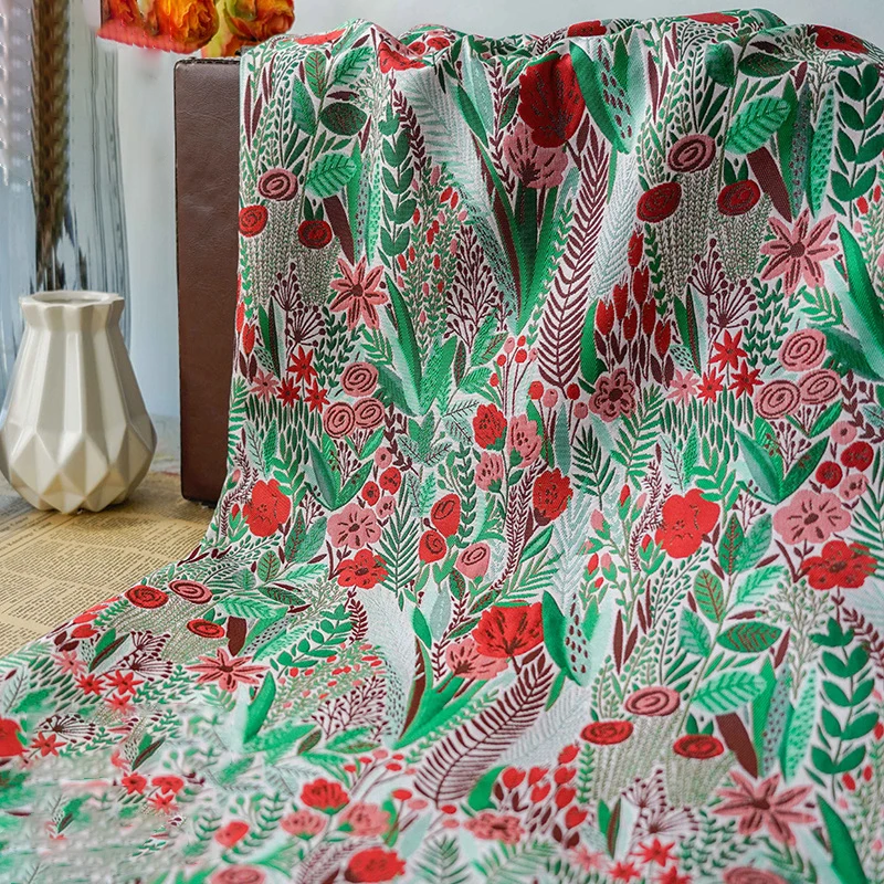 

Classic Floral Yarn Dyed Jacquard Fabric Women's Spring Autumn Dress Bag Decorative Sewing Fabric 50cmx160cm