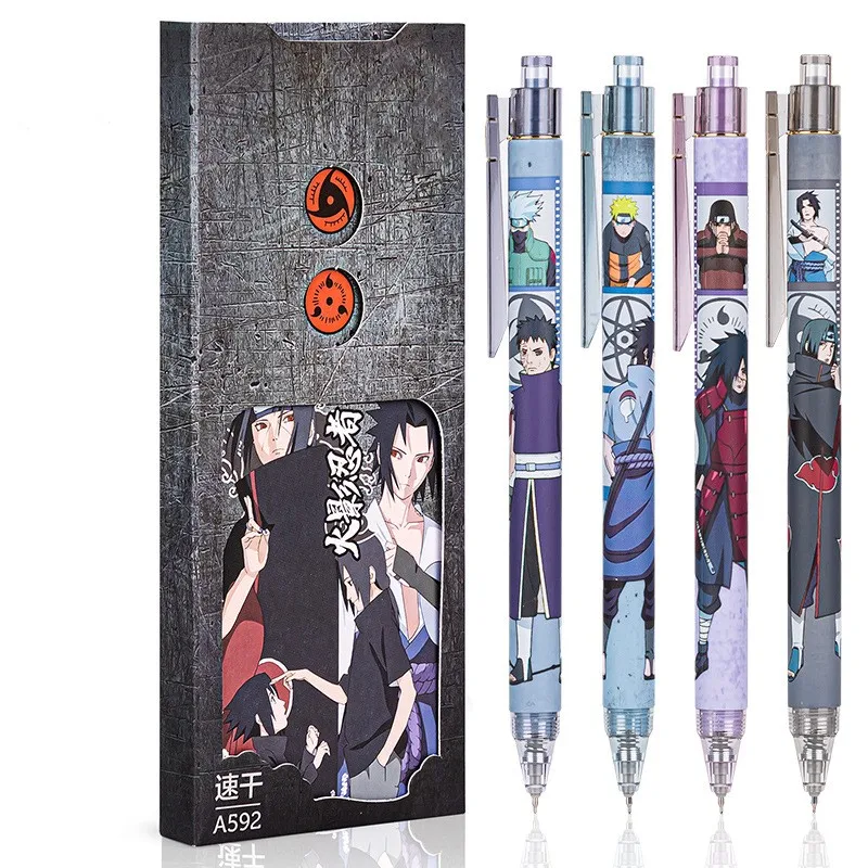 4Pcs Naruto Cartoon Anime Uchiha Itachi Wheel Eye Shackle Press Neutral Pen Student Quick Dry Black Water Based Signature Pen