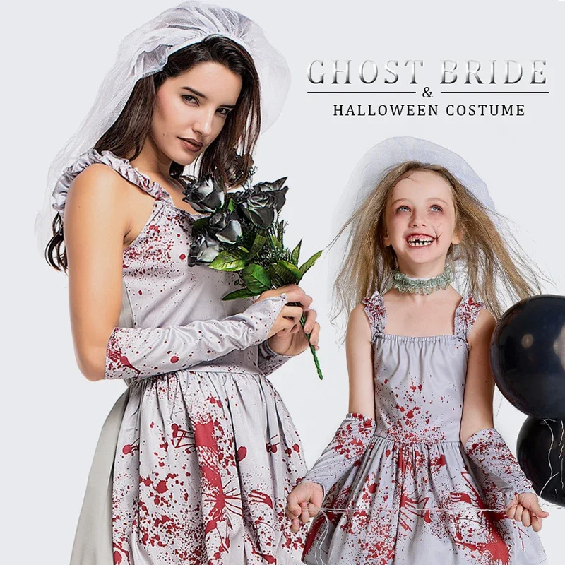 Костюм на Хэллоуин для детей косплей платье невесты с призраком женское вампира