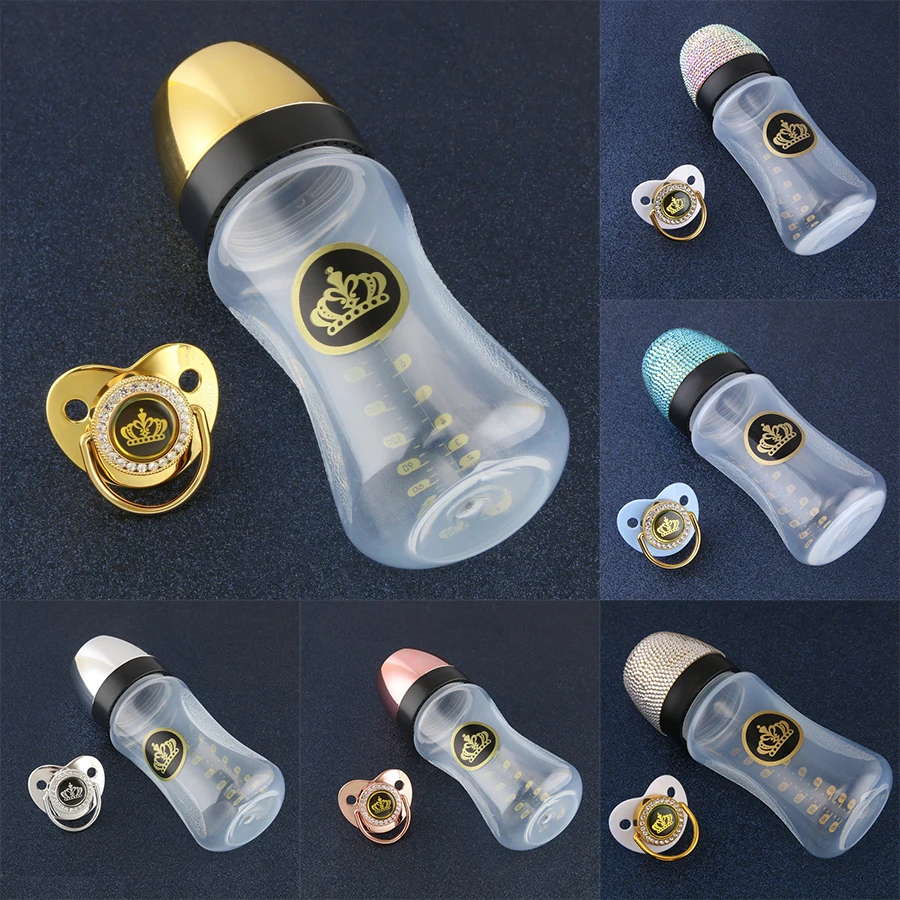 240ml 12 Colors Baby Feeding Bottle With Bling Pacifier 8oz 