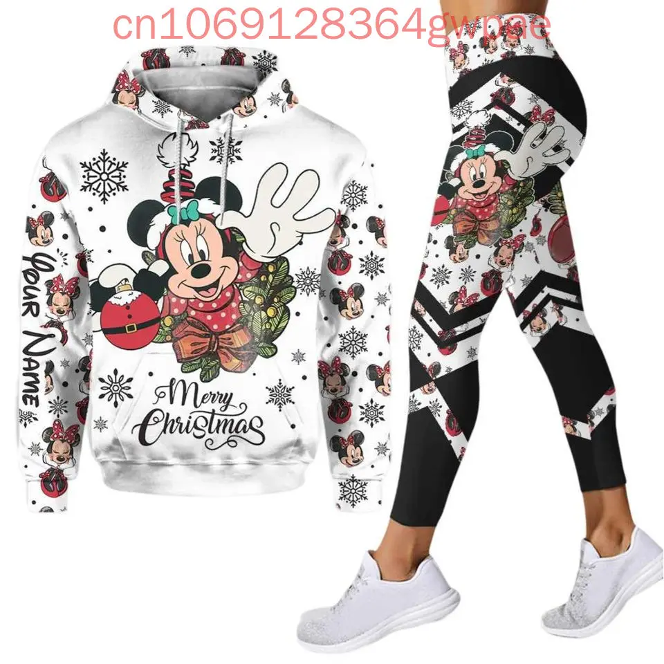 Рождественская толстовка с капюшоном и леггинсы Disney Minnie Mouse комплект для йоги