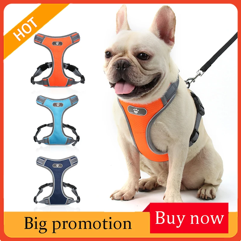 

Dog Harness Reflective Breathable Adjustable Pet Harness For Dog Vest Safety Vehicular Lead Outdoor Walking Medium Dog Supply