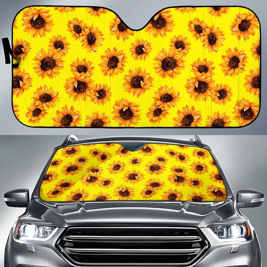 

Yellow Sunflower Pattern Print Car Sun Shade