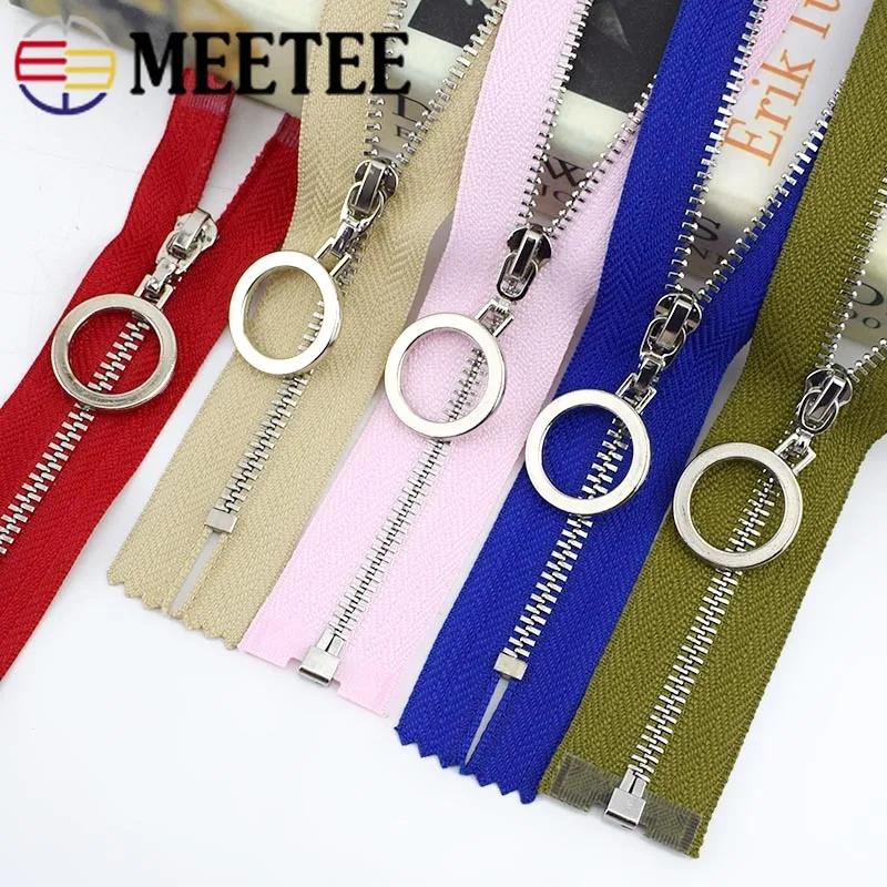 

5Pcs 15-70cm 3# Metal Zippers Close Open End O Ring Zipper Slider for Sewing Backpack Jacket Clothes DIY Tailoring Accessories