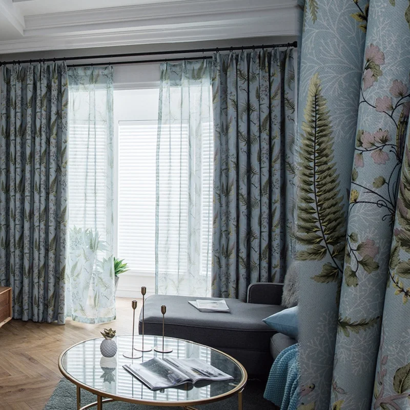 

Modern Simple Generous European Style Curtain Black Silk Shading Flower Printing Curtains for Living Dining Room Bedroom