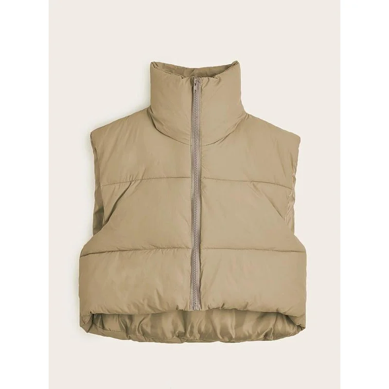 Женский однотонный жилет-пуховик на молнии повседневная термобелье осень и зиму