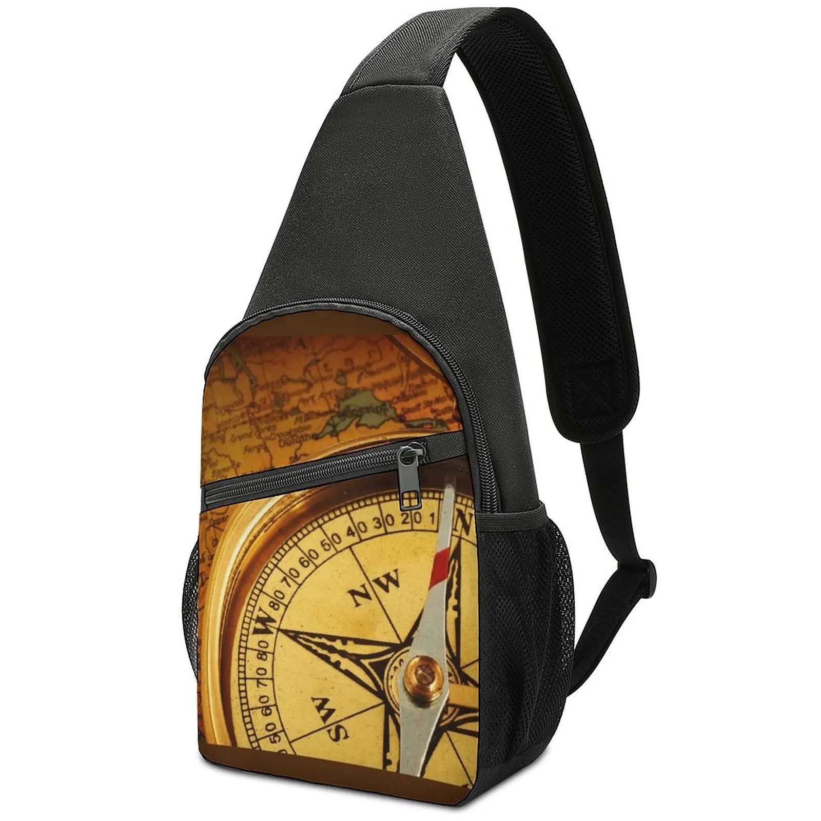 

Compass for A Captain Chest Bags Men Navigation Cycling Shoulder Bag Novelty Print Small Bag Business Workout Sling Bags