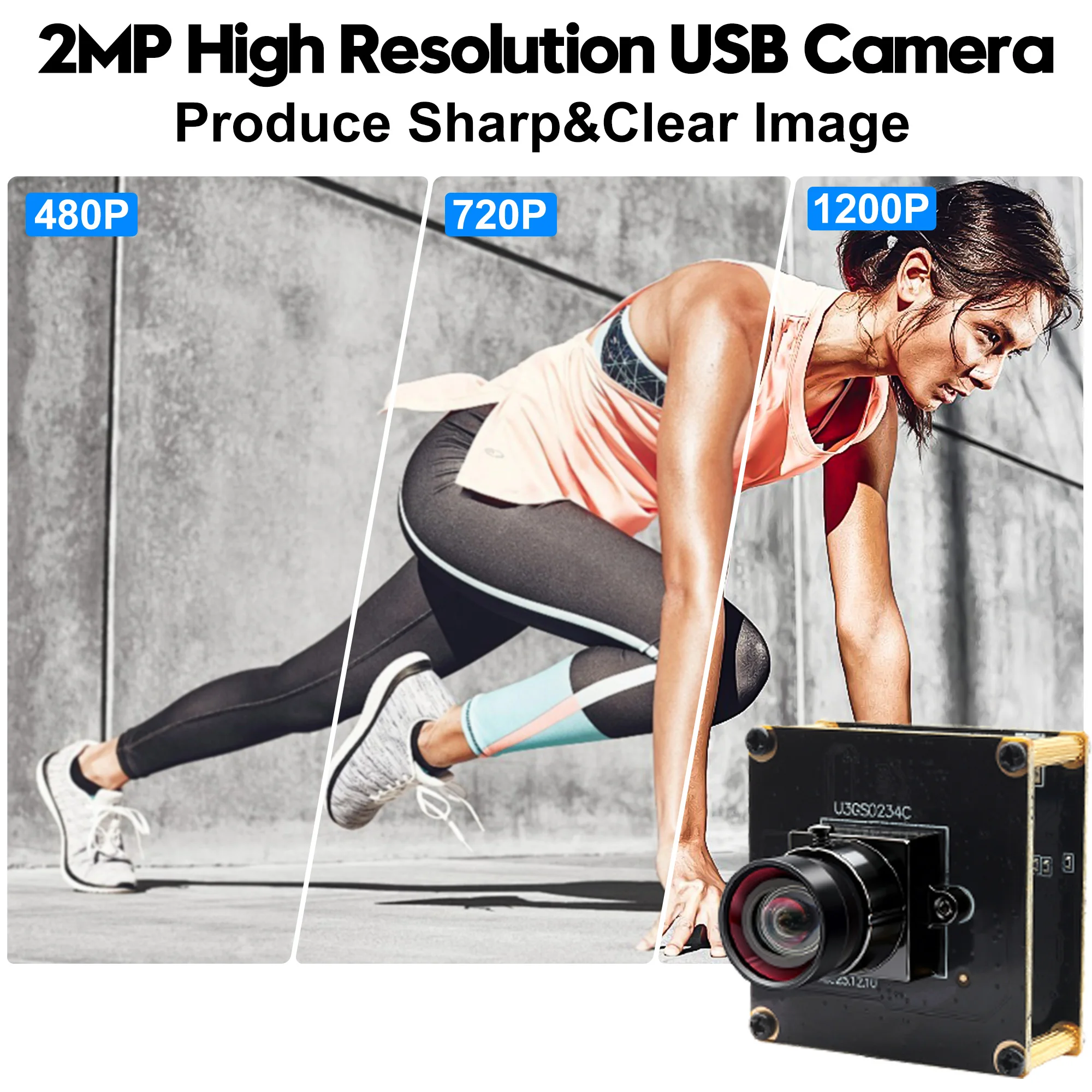 Фото Промышленная камера ELP 1200P 2.3MP с глобальным затвором, USB 3.0, высокоскоростная (120/200 кадров/с), цветная веб-камера UVC, Plug and Play №4