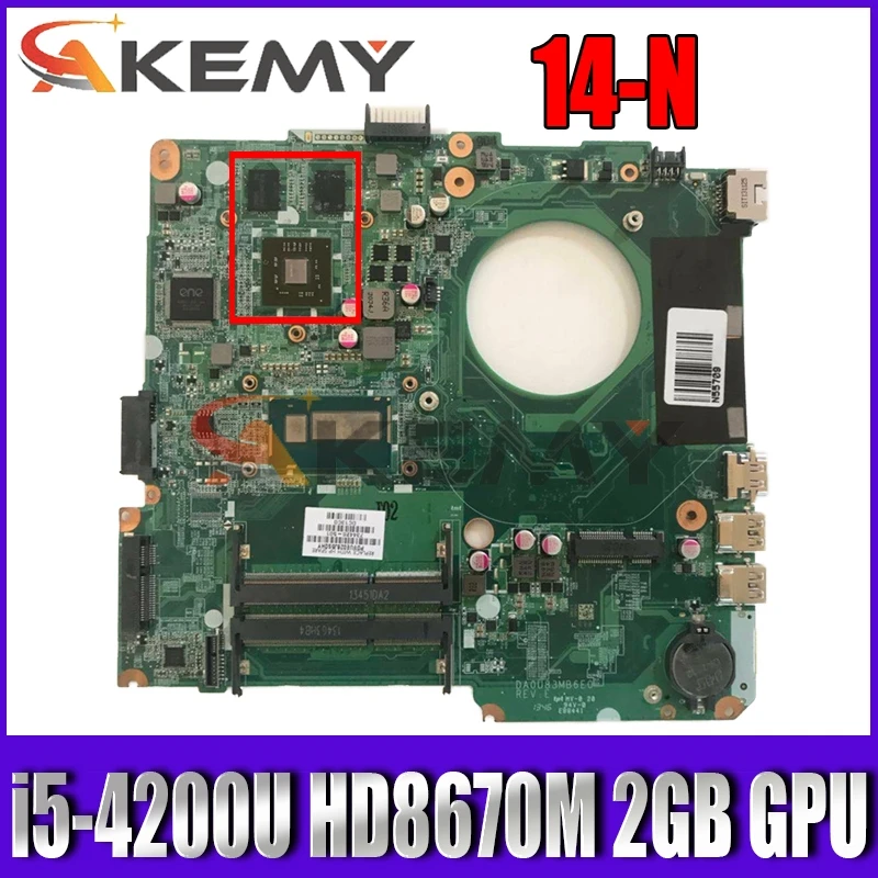 

Материнская плата для ноутбука HP PAVILION 14-N с фотографическим процессором HD8670M 2 Гб GPU 734426-501 734426-001 DA0U83MB6E0 MB 100% протестирована Быстрая доставка