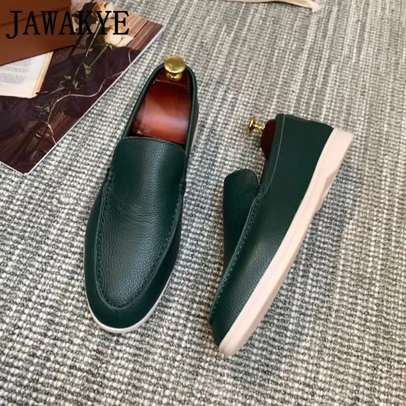 Hot Sale Rubber Sole Walk Shoes Round toe Flat Loafers Shoes Genuine Leather Casual Formal Brand Shoes Man S12400-S12412