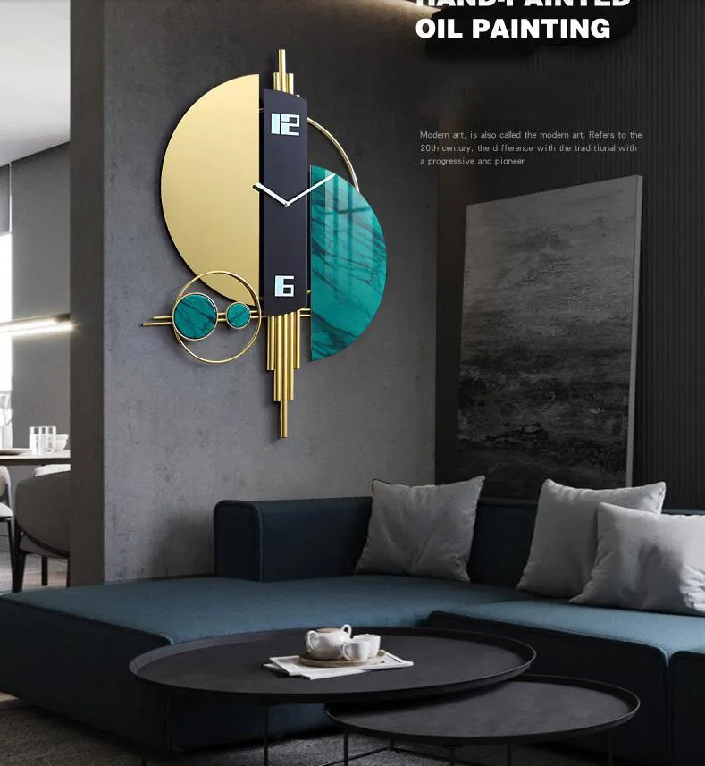 

Nordic Wrought Iron Wall Clocks Wall Mural Crafts Home Livingroom Mute Clock Wall Sticker Decoration Store Porch Wall Ornaments