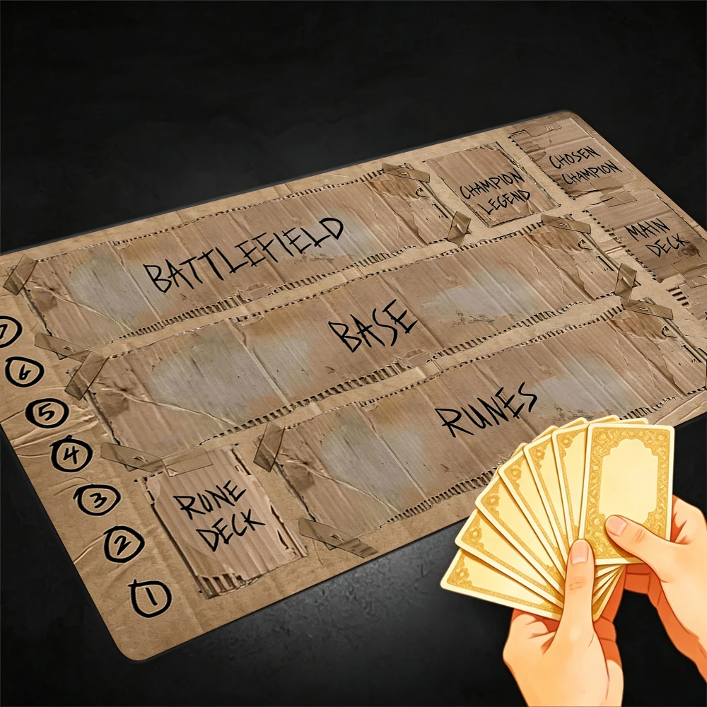 Фото Картонный коврик для игры в Рифтбонд, игровой коврик для коллекционных карточных игр с прошитым краем и нескользящей резиновой основой. №2