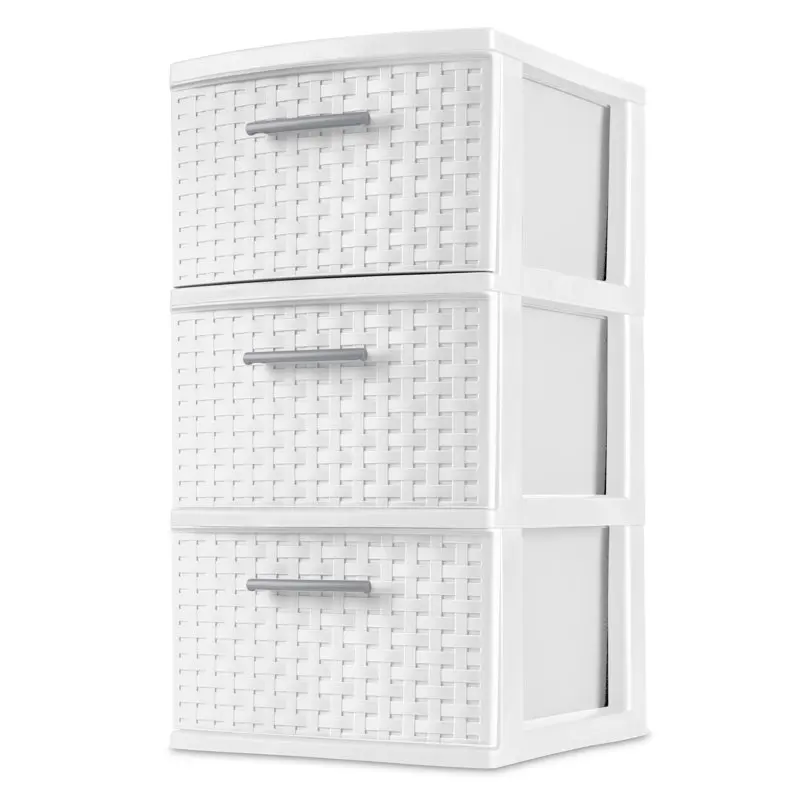 

3 Drawer Weave Tower, White