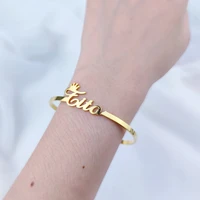 custom name womens adjustable bracelet personality stainless steel mens fashion trend opening bangle jewelry gift pulsera mujer