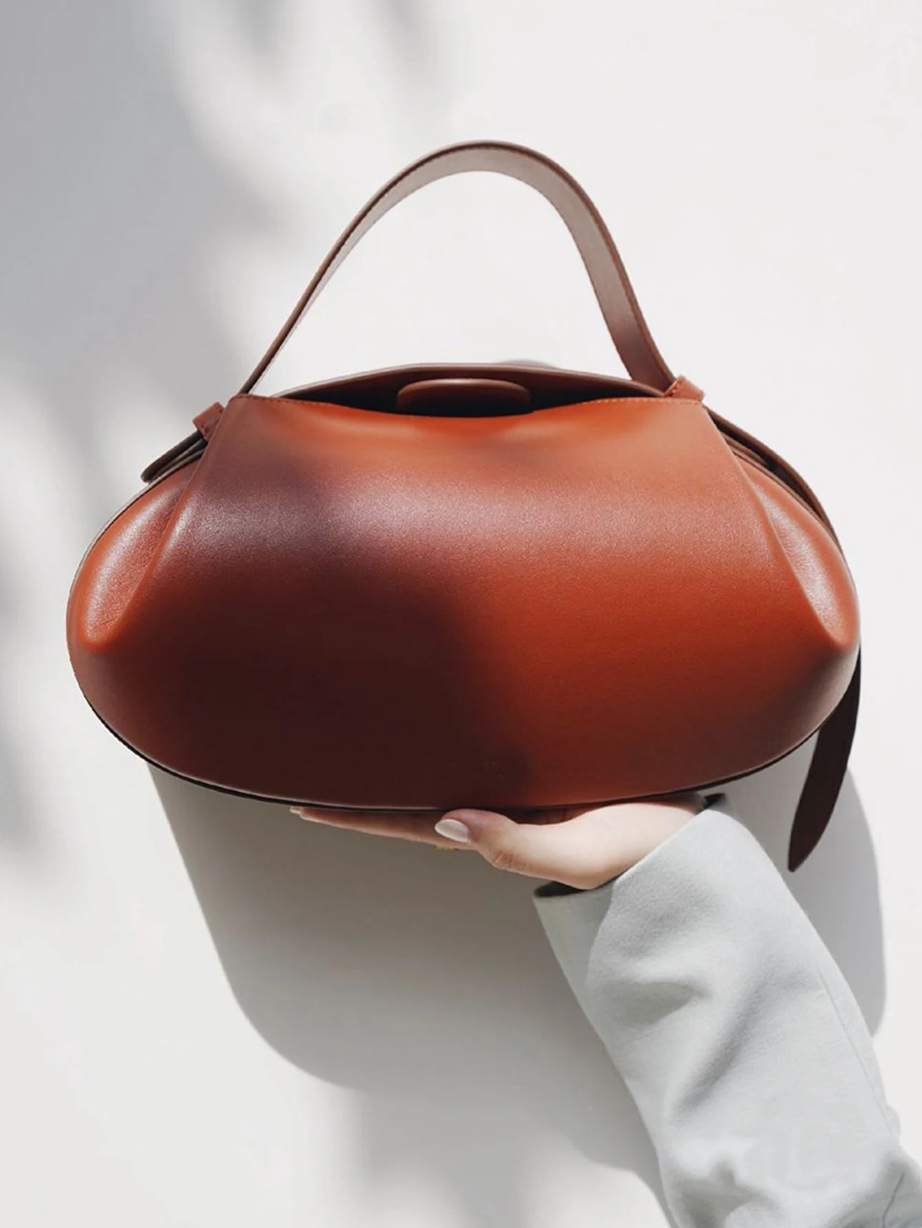 CEZIRA Women Fashion Designer PU Vegan Leather Handbags Niche Brand Rugby Shape Top-handle Bags Crossbody Shoulder Purses Daily