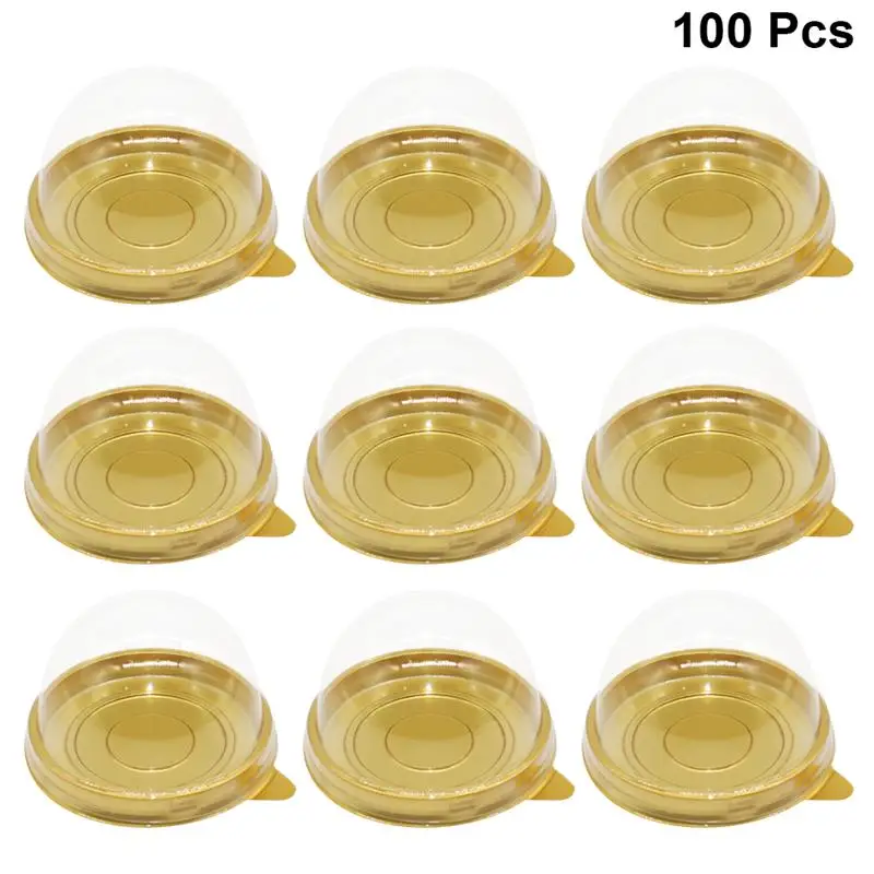 

100pcs Mooncake Egg Yolk Box Round Plastic Egg-Yolk Puff Baking Container Transparent Mooncake Dome Boxes Baking Packing Box