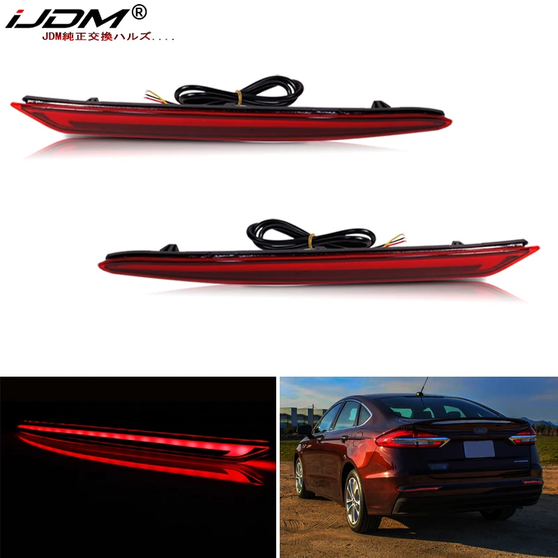 Riflettore paraurti posteriore a LED ottico 3D rosso 2Pc per Ford Fusion Mondeo funzione come fendinebbia di coda, freno e posteriore, luce di svolta 19-22