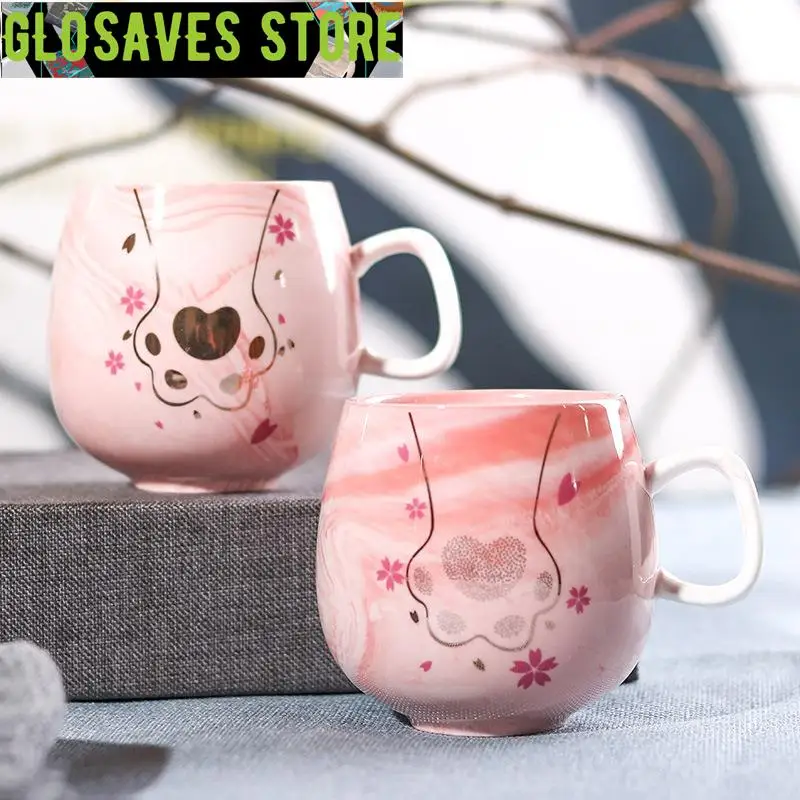 

Pink CAT Paw Print Coffee Mugs Ceramic Mug Travel Cup Cute Cat Foot Ins 72*85mm Super Cute Gift