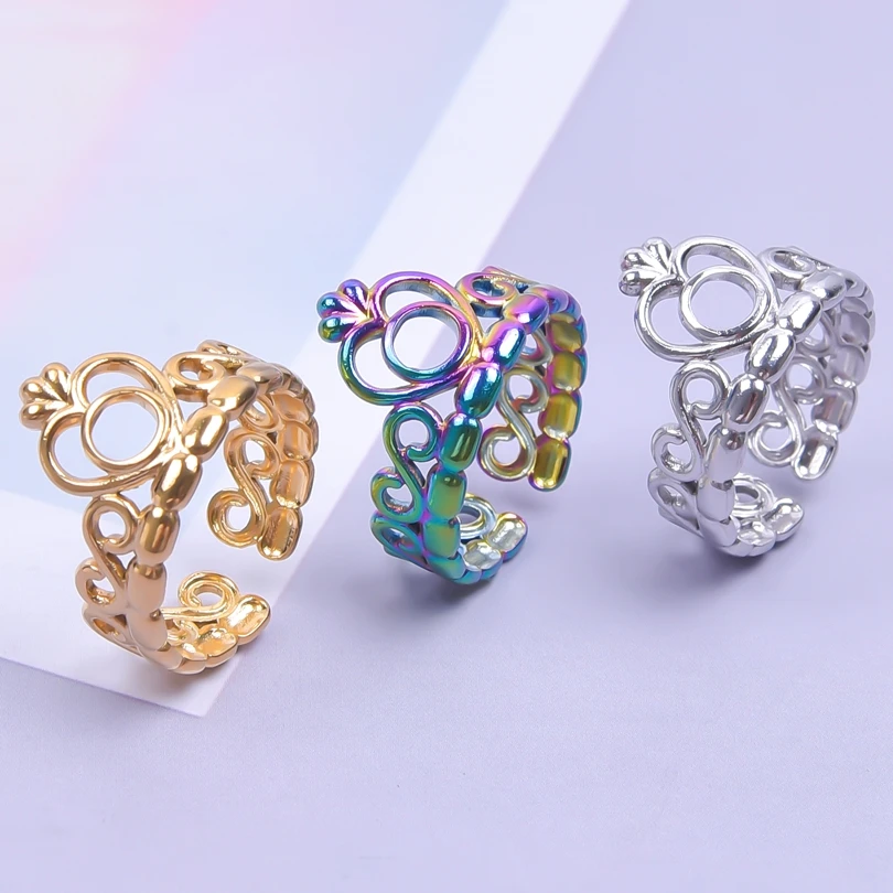 

5PCS Exquiste Crown Stainless Steel Rings for Women Jewelry Sets Fashion and Adjustable Geometry Unisex Ring rings Jewelry кольц