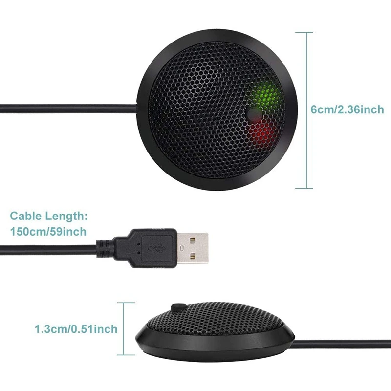 

USB-микрофон для конференций, конденсаторный микрофон для ПК со встроенной кнопкой отключения света, функция Plug & Play, для игр и т. Д.