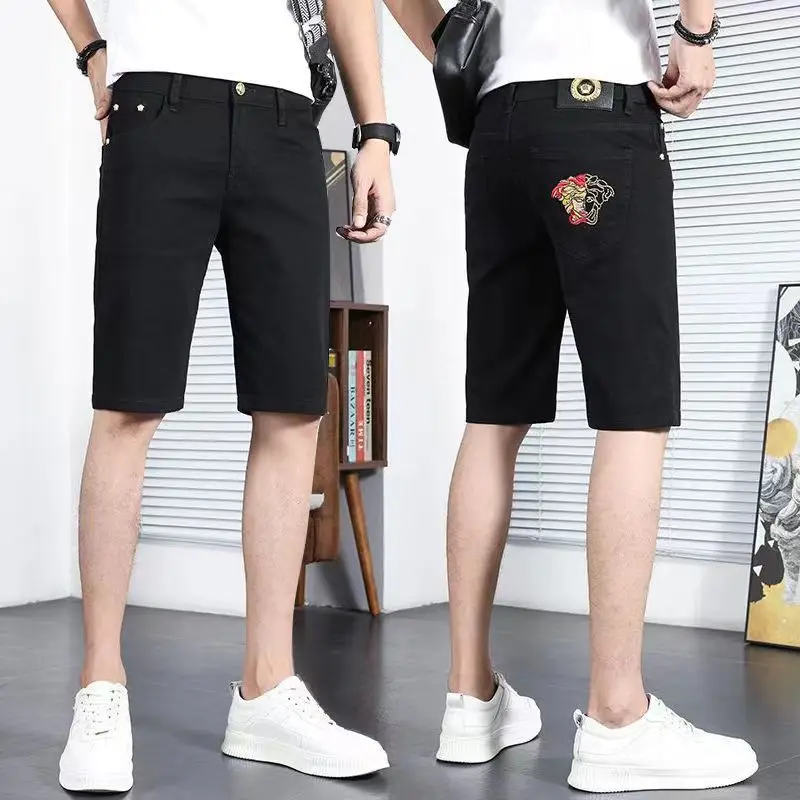 Джинсы мужские стрейчевые повседневные облегающие брюки с пятью точками