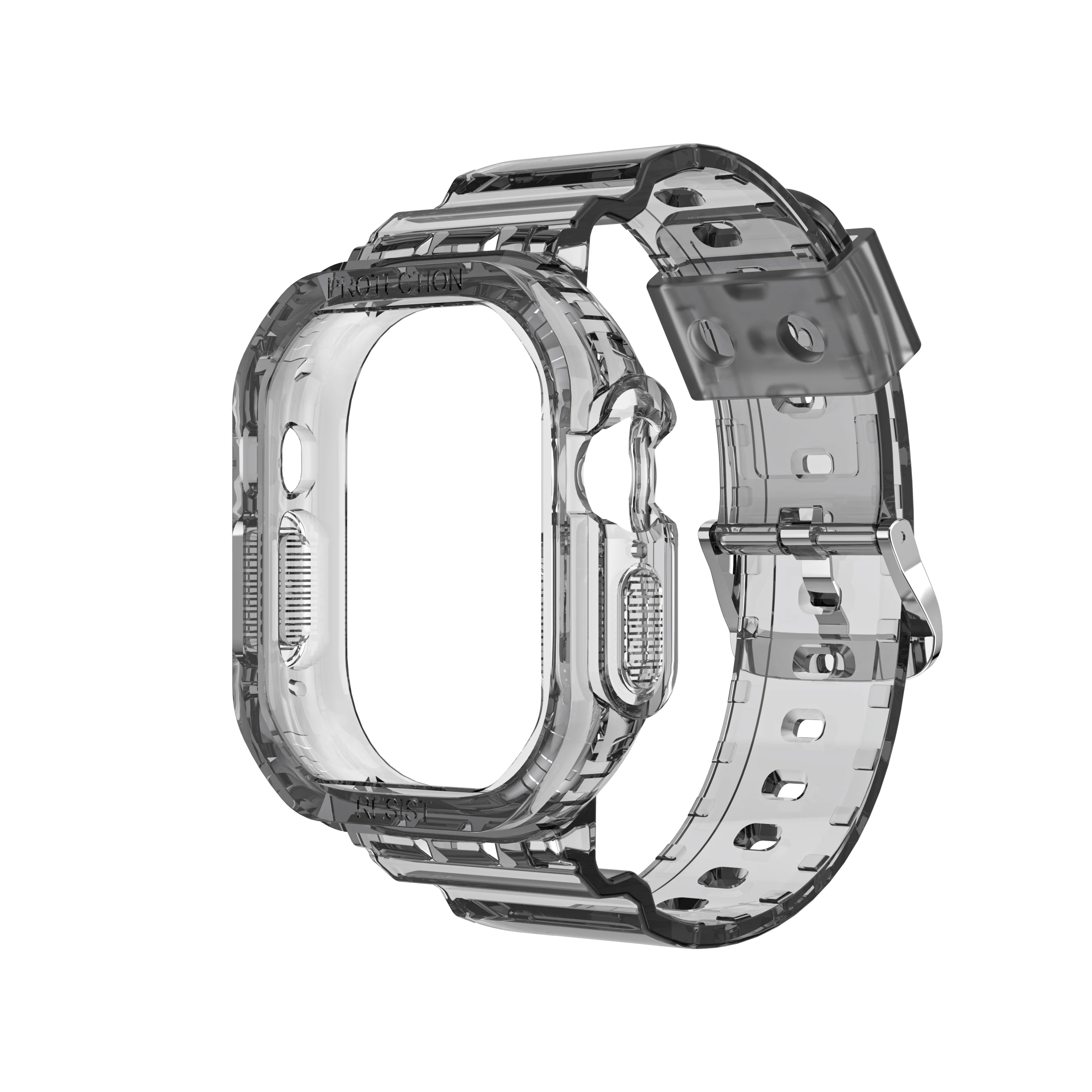 Transparent One-Piece Wristband 49mm Watch Band With Protect Bumper Case For Apple Watch Series8 Ultra TPU Strap Bracelet