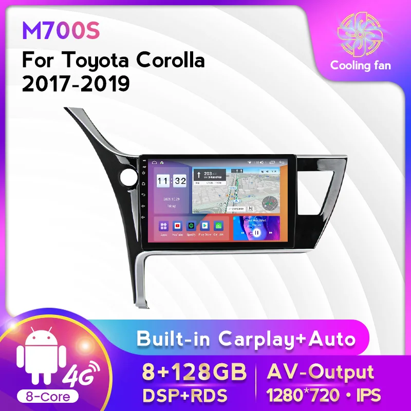 

Car Radio Stereo For Toyota Corolla 2017-2019 Multimedia Player GPS Navigation Android 11 8+128G 8-Core Carplay+Auto WIFI 4G RDS