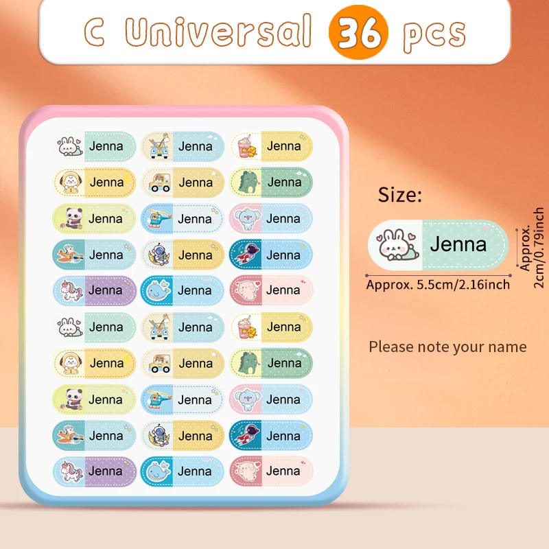 

Персонализированные водонепроницаемые наклейки Kawaii с именем