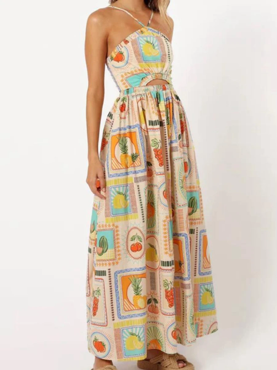 Женское платье без рукавов на тонких бретельках повседневное летнее