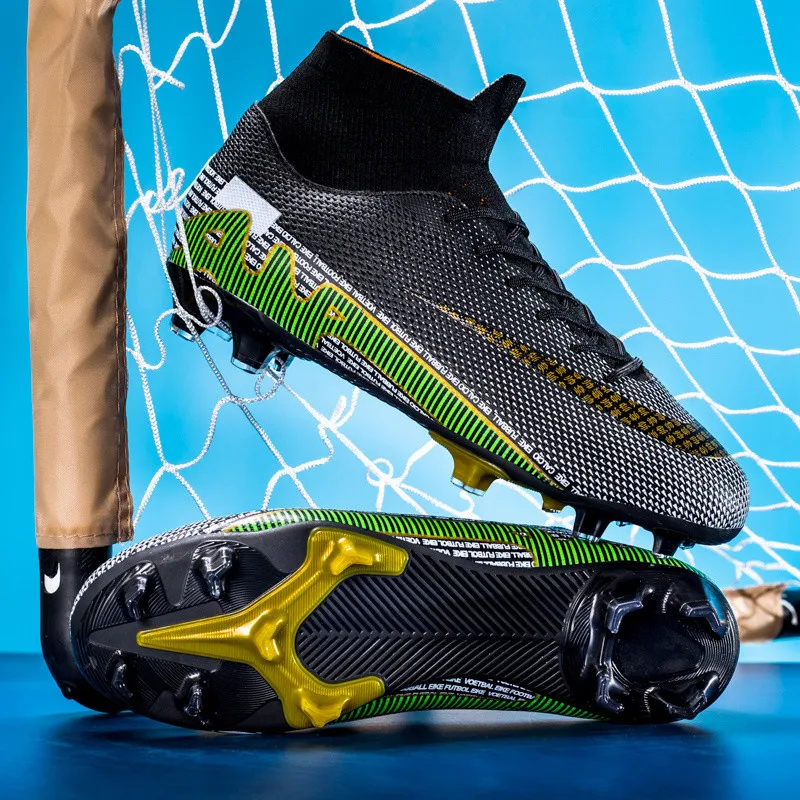 Высококачественные мужские футбольные бутсы черные Нескользящие