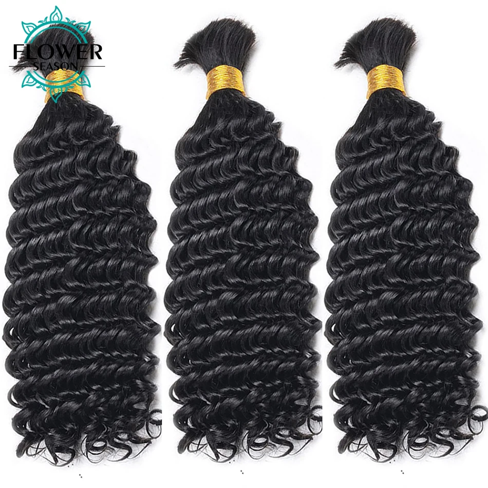 

Deep Wave Bulk Hair For Braiding Human Hair Extensions Color 4 27 30 Boho Braids Human Hair Bulk Double Drawn No Weft for Women