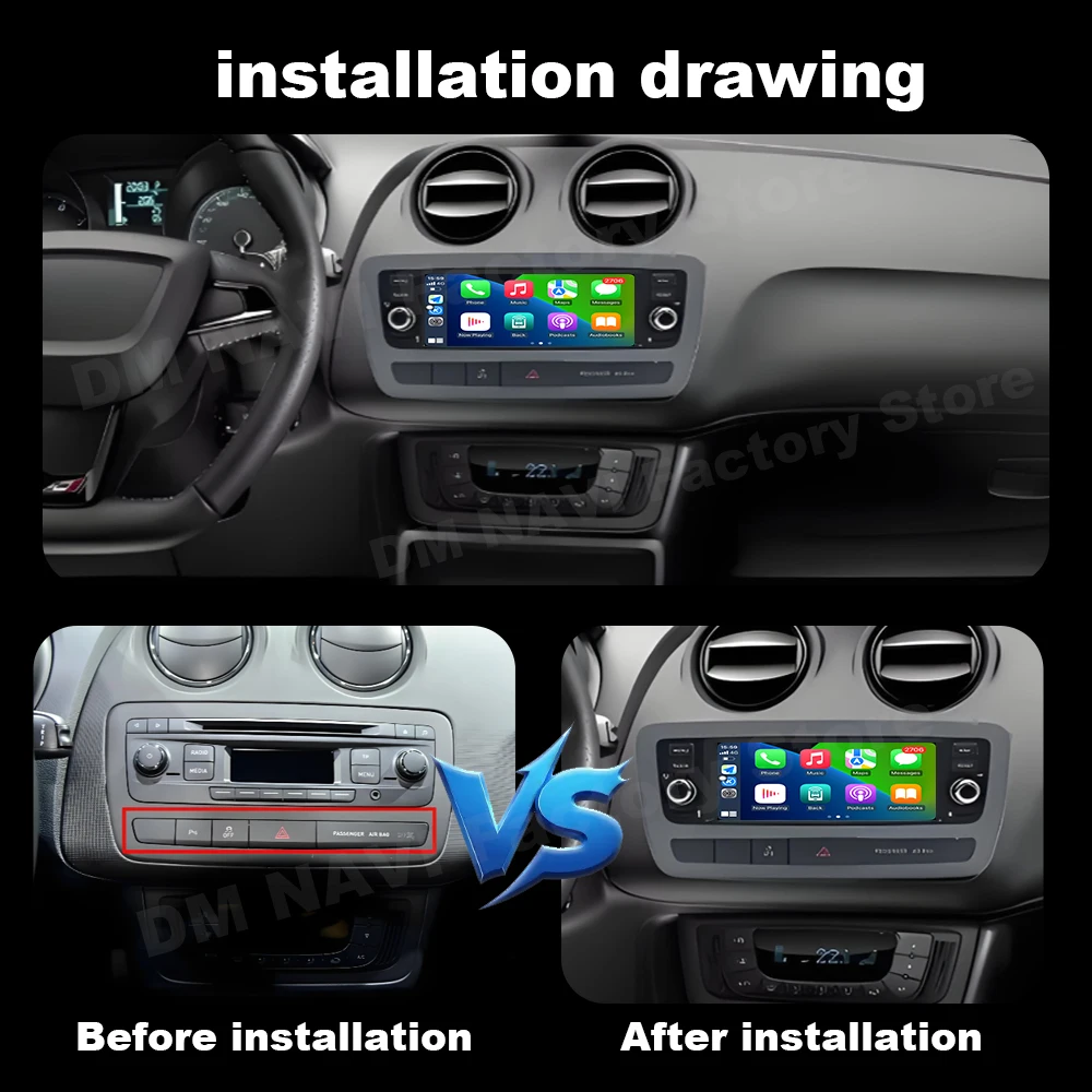Фото Мультимедийный плеер на базе ОС Android для Seat Ibiza 2012 2013 2014 2015, автомобильное радио, сенсорный дисплей, беспроводной Carplay, GPS Navi, DSP, Wi-Fi, BT №2