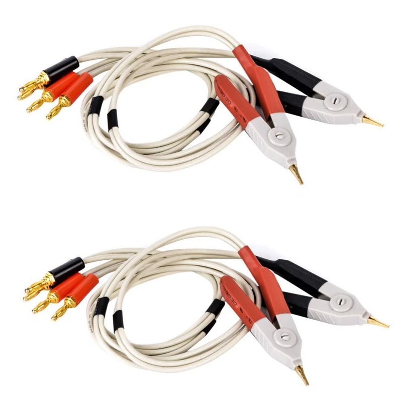 

2 Pair Insulated Banana Plug Clips Cable Low Resistance LCR Clip Probe Leads Test Meter Terminal Kelvin New