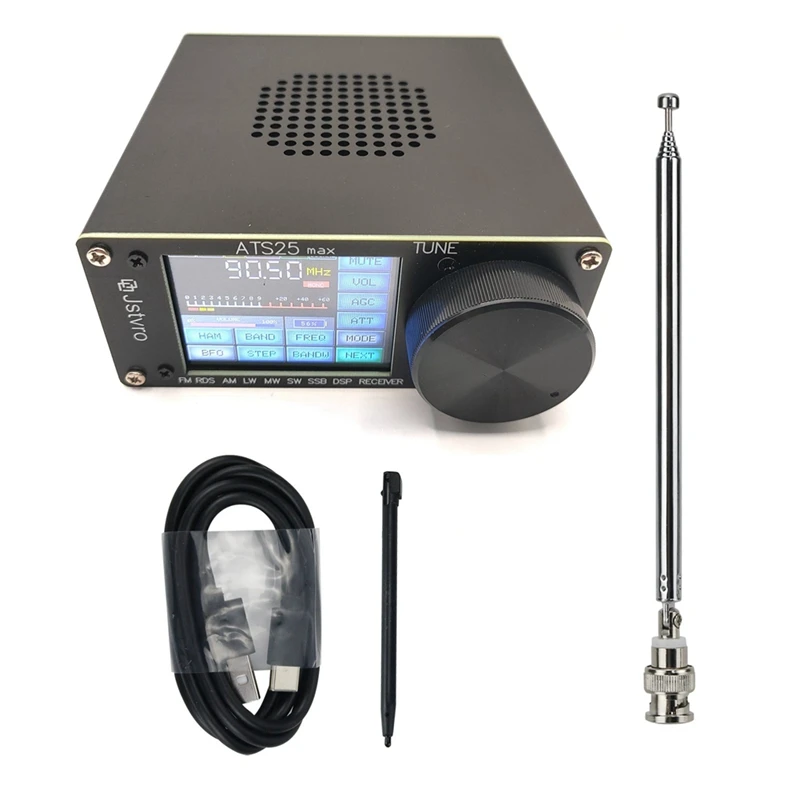 

ATS25 Max Radio Receiver FM RDS AM LW MW SW SSB DSP Receiver + 2.4Inch Touch Screen + Touch Pen+Antenna