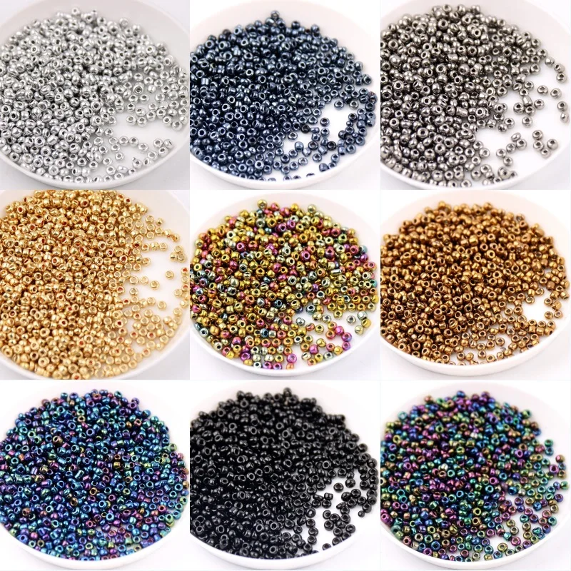 

Size 1.5mm 2mm 3mm 4mm Electroplating Silver Bronze Metal Color Millet Beads Diy Handmade String Necklace Scattered Beads