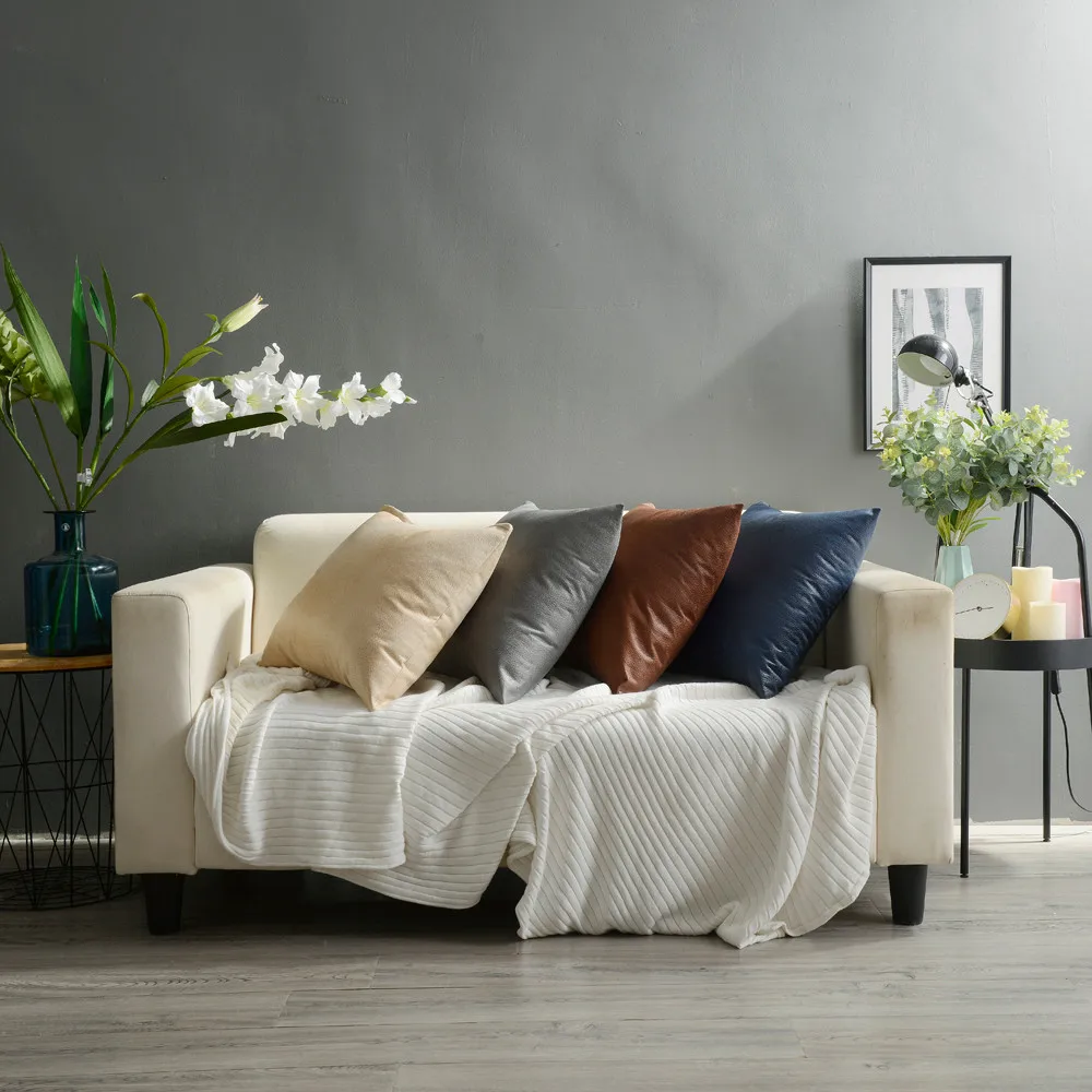 

Imitation Leather Cushion Cover 45x45cm Throw Pillows Decorative Pillow Home Decor Funda Cojin Sofa Living Room Car Home Decor