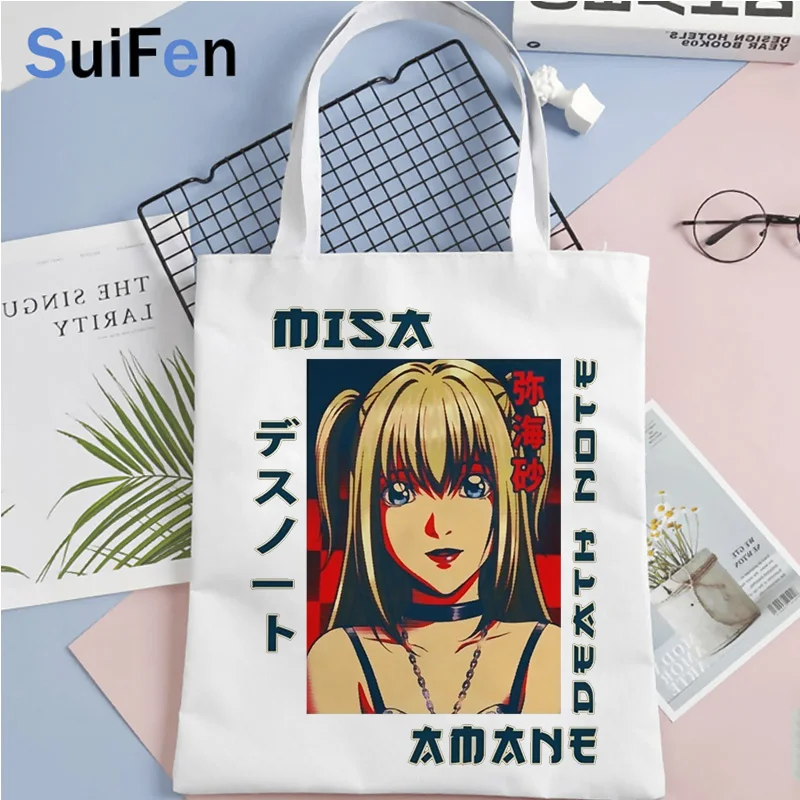 

death note shopping bag tote bolsas de tela reusable grocery cotton bag bolsa compra sac cabas foldable sacola cabas