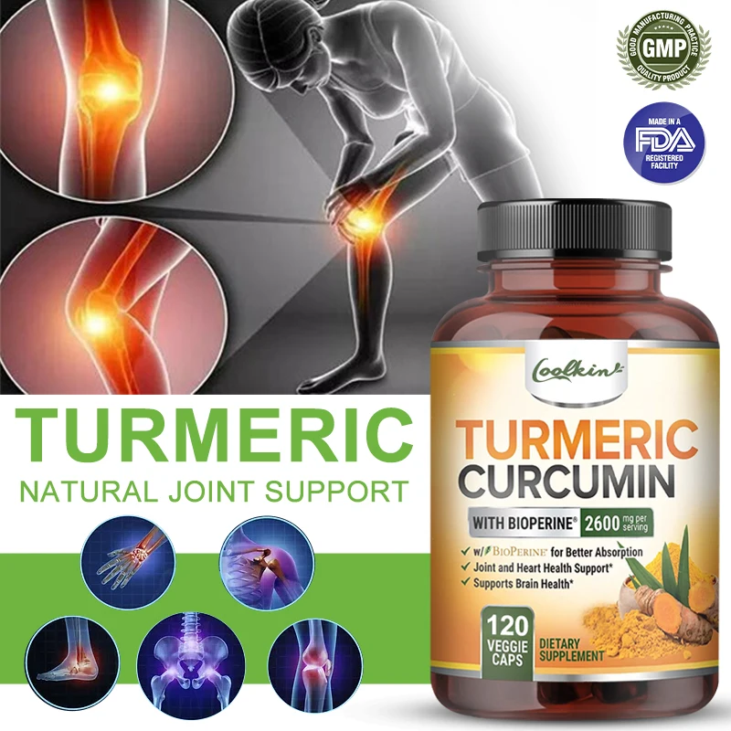 

Curcumin with BioPerine 95% , with Black Pepper, Natural Joint Support, Nutritional Supplement, Non-GMO - 120 Capsules