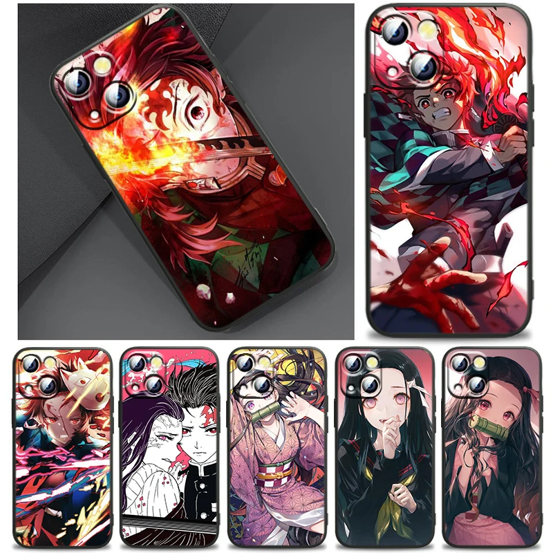 

Demon Slayer Kimetsu No Yaiba Cover For Apple iPhone 14 13 12 11 SE XS XR X 7 8 6 mini Plus Pro MAX 2020 Black Phone Case
