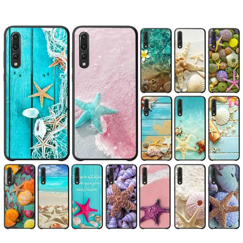 

Blue Wood Seashells Sea Star Phone Case For Huawei P 8 9 10 20 30 40 50 Pro Lite Psmart Honor 10 lite 70 Mate 20lite