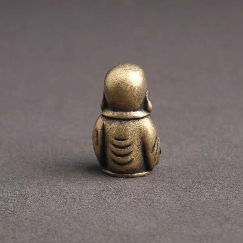 Ретро латунный большой живот Смеющийся Будда Защита мира статуя для дома