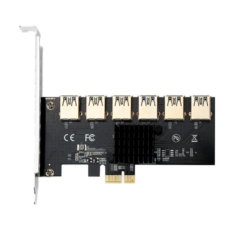 

PCI-E Riser Card PCI-E 1X To 6 USB 3.0 Graphics Adapter Card PCI-E 1 To 6 Expansion For Bitcoin Mining