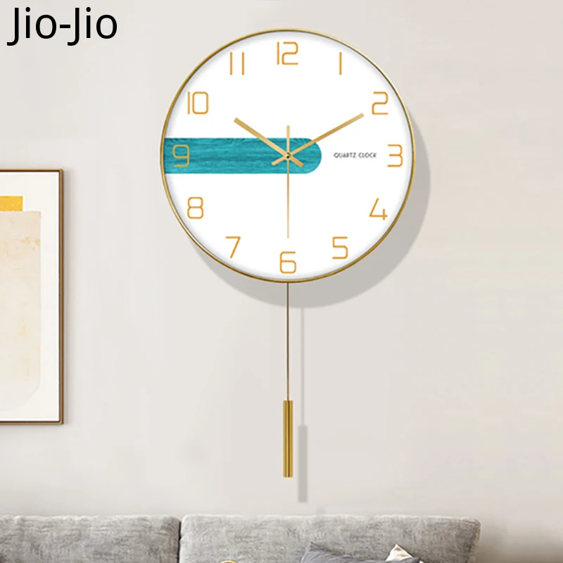 

Большие настенные часы в скандинавском стиле, металлические современные роскошные настенные украшения для дома, тихие золотые часы с дерев...