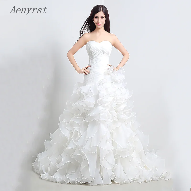 

Aenyrst 2024 женское великолепное свадебное платье с вырезом сердечком на бретельках А-образное сексуальное свадебное платье с открытой спиной и оборками