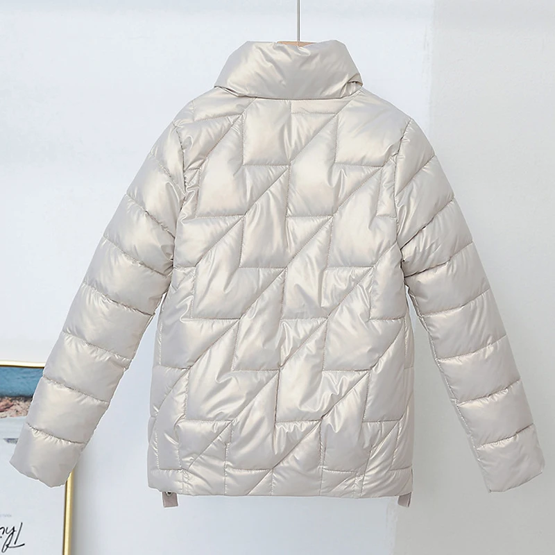 Winter Women Jacket Glossy Down Cotton Jackets Stand Collar Casual Warm Parka Short Coat Female Outwear Jackets 2022 Parkas