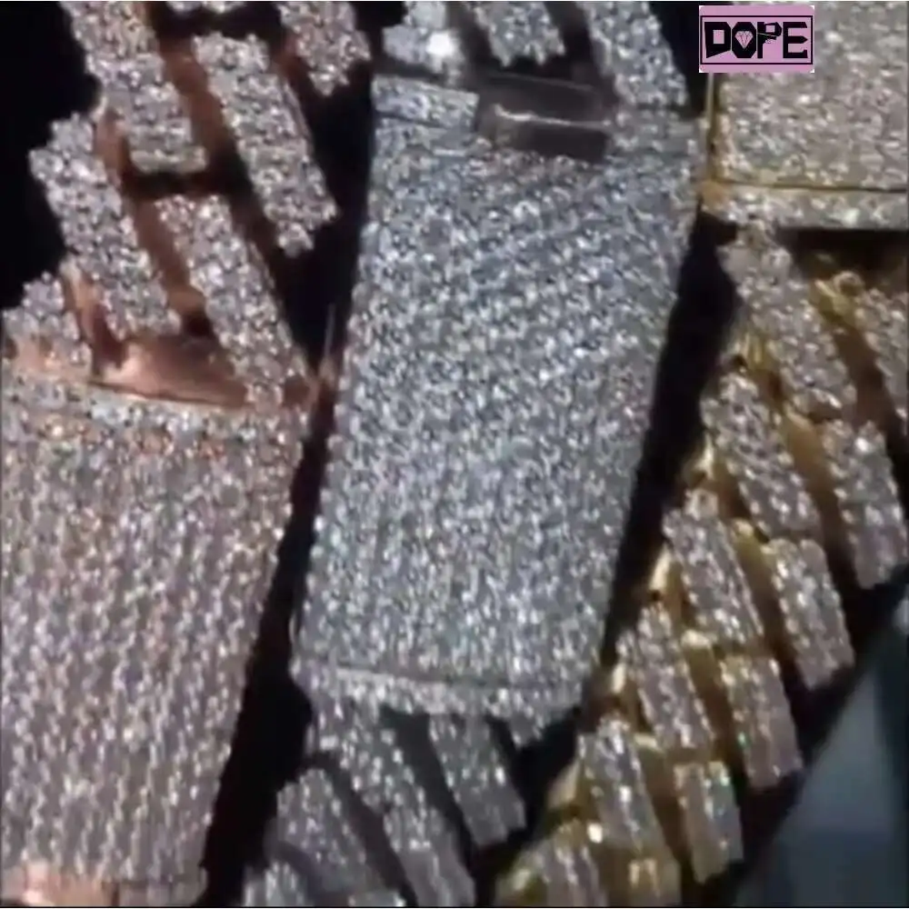 Мужские ювелирные изделия 18 мм муассанит кубинская цепочка зубец установка 925