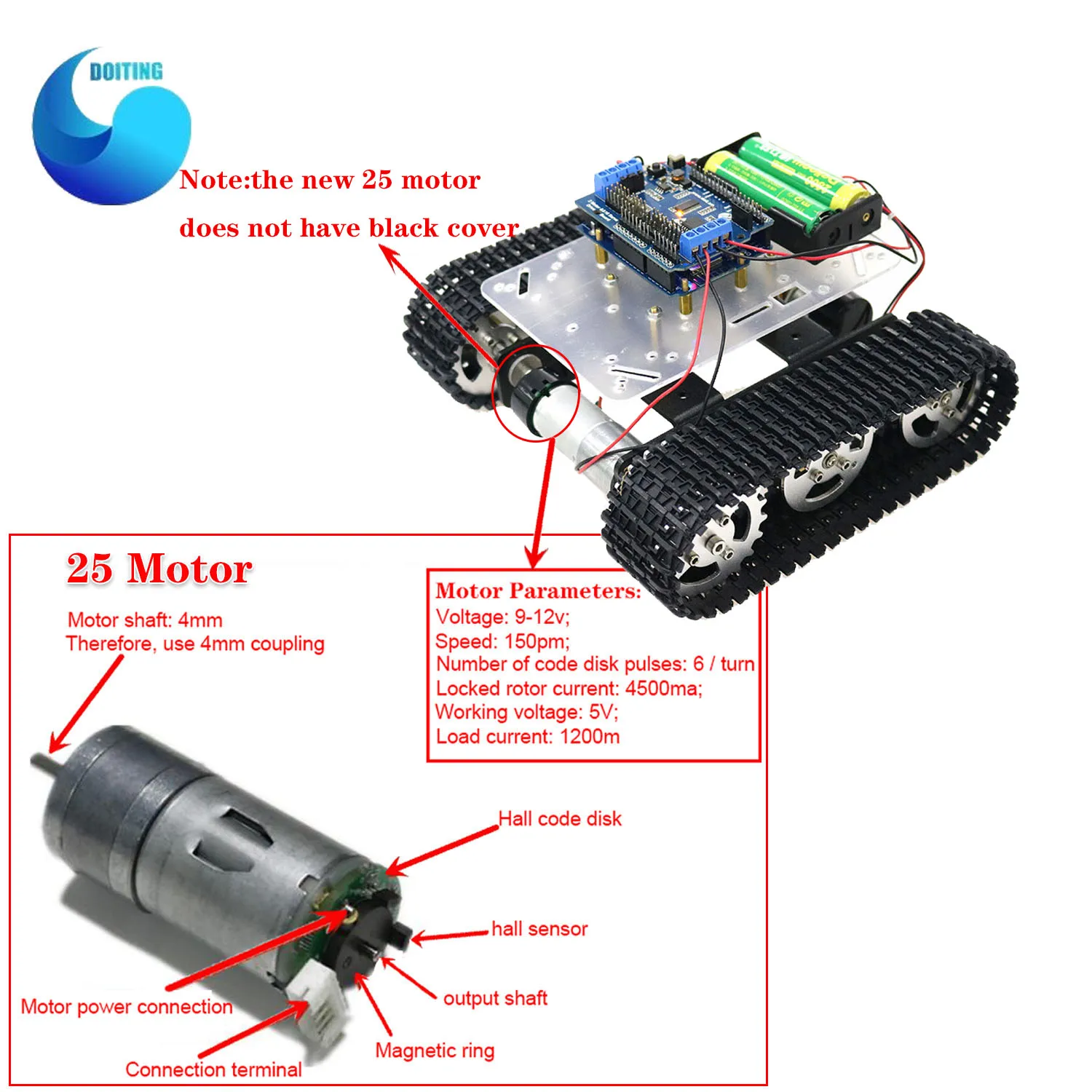 Mini T100 Crawler Metal Tank Robot Chassis with  Wireless WiFi Controller Kit for Arduino for Modification RC Toy by APP Phone enlarge