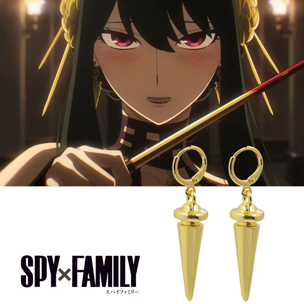 

Anime Spy X Family Yor Forger Cosplay Earrings Gold Tapered Ear Clips for Women Men Jewelry Gift