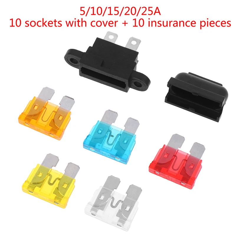 

10 Sets Fuse Holder with Crimp Terminal Middle fuse for car auto connector